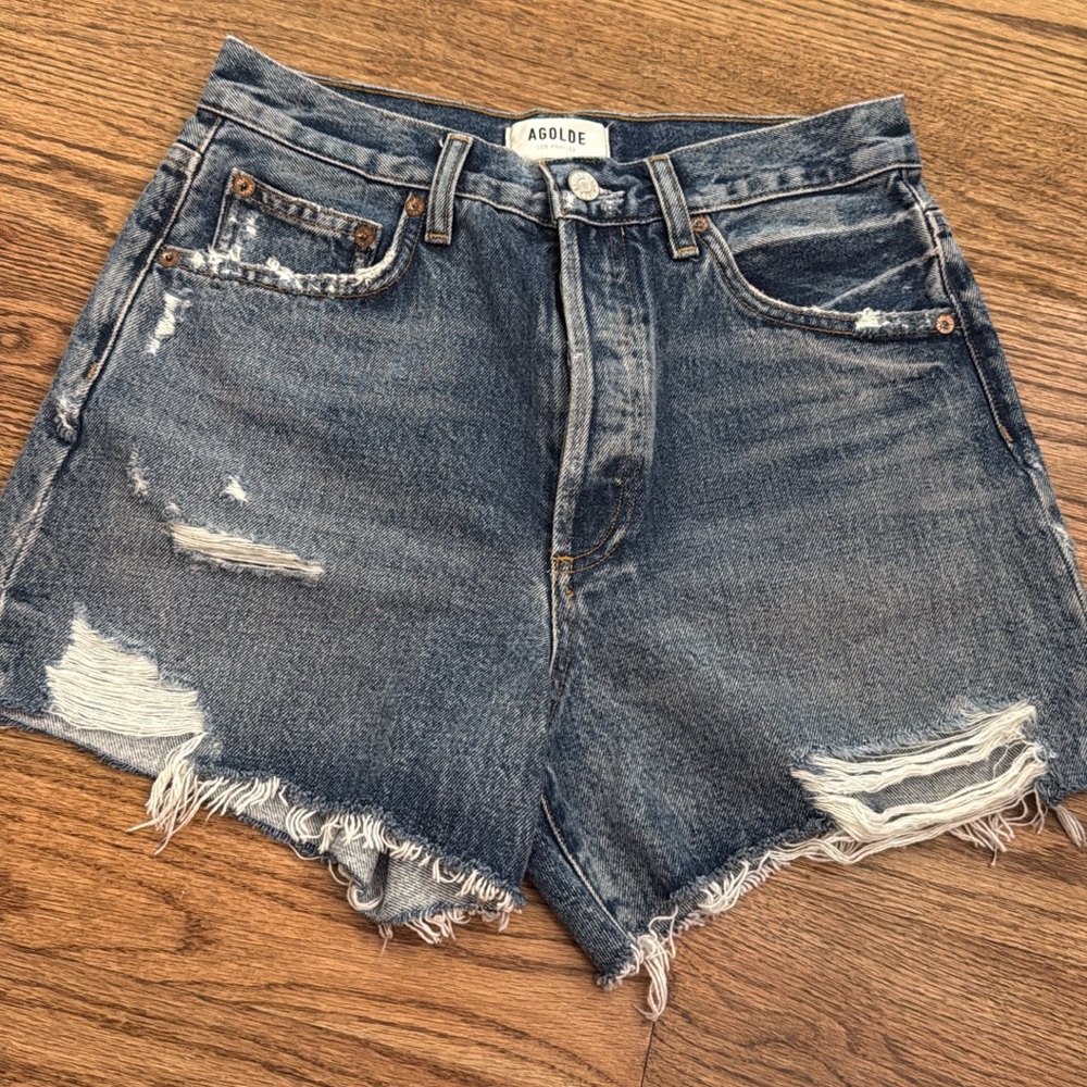 AGOLDE Women's Distressed Denim Shorts - Black